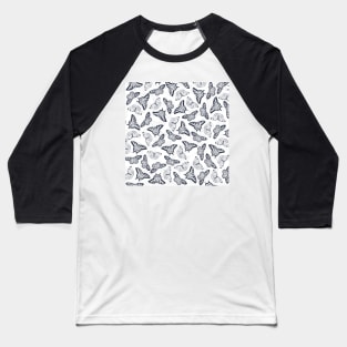 Elegant Black White Butterfly Design Baseball T-Shirt